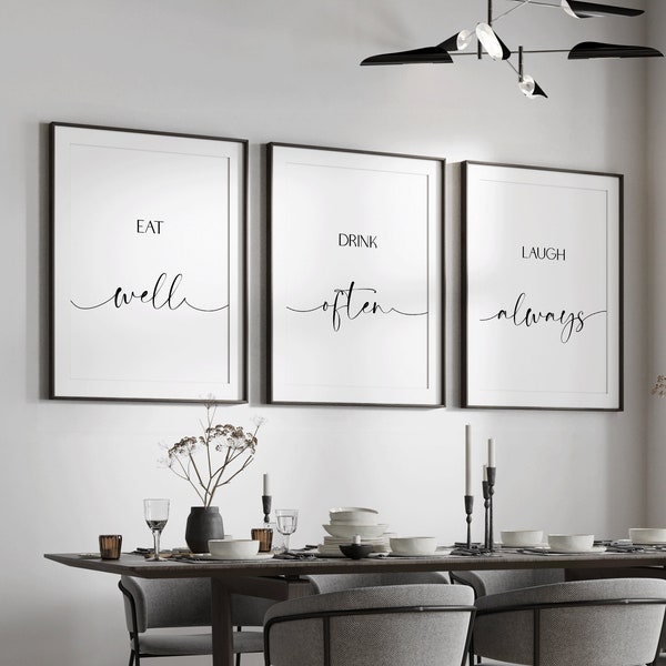 Dining Room Prints Set of 3 | Kitchen Wall Art | Family Prints | Home Decor | Home Prints Inspiration | Food Print | Dining Table Decor