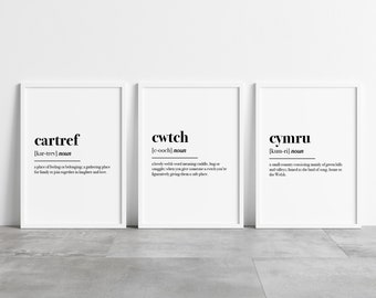 Welsh Prints Set of 3 | Cartref | Cwtch | Cymru | Definition Prints | Home Print | Bedroom Print | Home Decor | Home Prints | Bedroom Prints