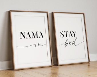 Ensemble de 2 imprimés pour chambre à coucher | Namasté au lit | Décoration murale de chambre à coucher | Décoration de chambre à coucher | Accueil Art mural | Impression confortable | Impression Sommeil | Minimaliste