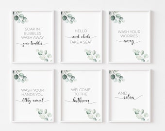 Bathroom Prints | Bathroom Wall Art | Botanical Print | Minimalist Bathroom Poster | Bathroom Wall Decor | En Suite Toilet Sign|Sweet Cheeks