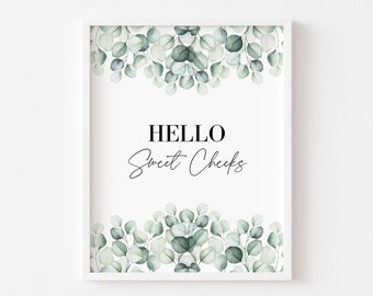 Stampe per il bagno / Hello Sweet Cheeks / Stampa di eucalipto / Stampa divertente per il bagno / Decorazioni per il bagno / Stampa per il bagno / Arte murale botanica /