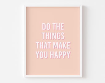 Slaapkamer Prints | Geluk Citaat | Pastel roze print | De | van de Kunst van de muur Motiverende quote die zegt dat prints | Home Decor | Kantoor | Positieve afdruk