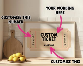 Custom Ticket Print | Retro Wall Art | Ticket Stub Poster | Vintage Print