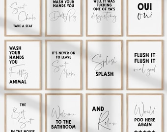 Stampe per il bagno / Arte murale divertente per il water / Stampa umoristica per il bagno / Cartello divertente per il bagno / Poster per il bagno / Ciao dolci guance