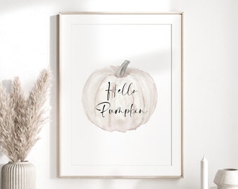 Hello Pumpkin Print | Autumn Prints | Seasonal Decor | Hello Autumn Decor | Halloween | Pumpkin Prints | Fall Prints | | Autumnal Wall Art