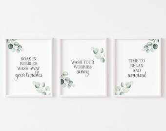 Prints for the Bathroom | Bathroom Prints Set Of 3 | Bathroom Print | Bathroom Wall Art | Eucalyptus Print | Bathroom Decor | Botanical