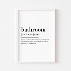 Badezimmerdefinition | Badezimmer-Druck | Badezimmer-Drucke | Wandkunst | Lustige Druck | Zeichen | Badezimmer Dekor | Toilette Wand Kunst | Home Print