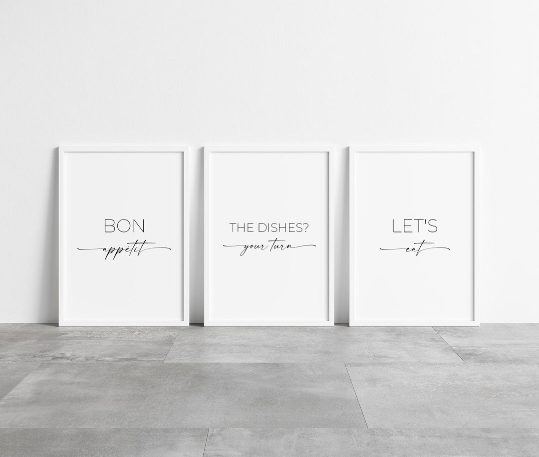 kitchen print set - kitchen wall art - set of 3 - a4 &... Kitchen Prints Set of 3 | Dining Room Wall Decor | Kitchen Prints ...