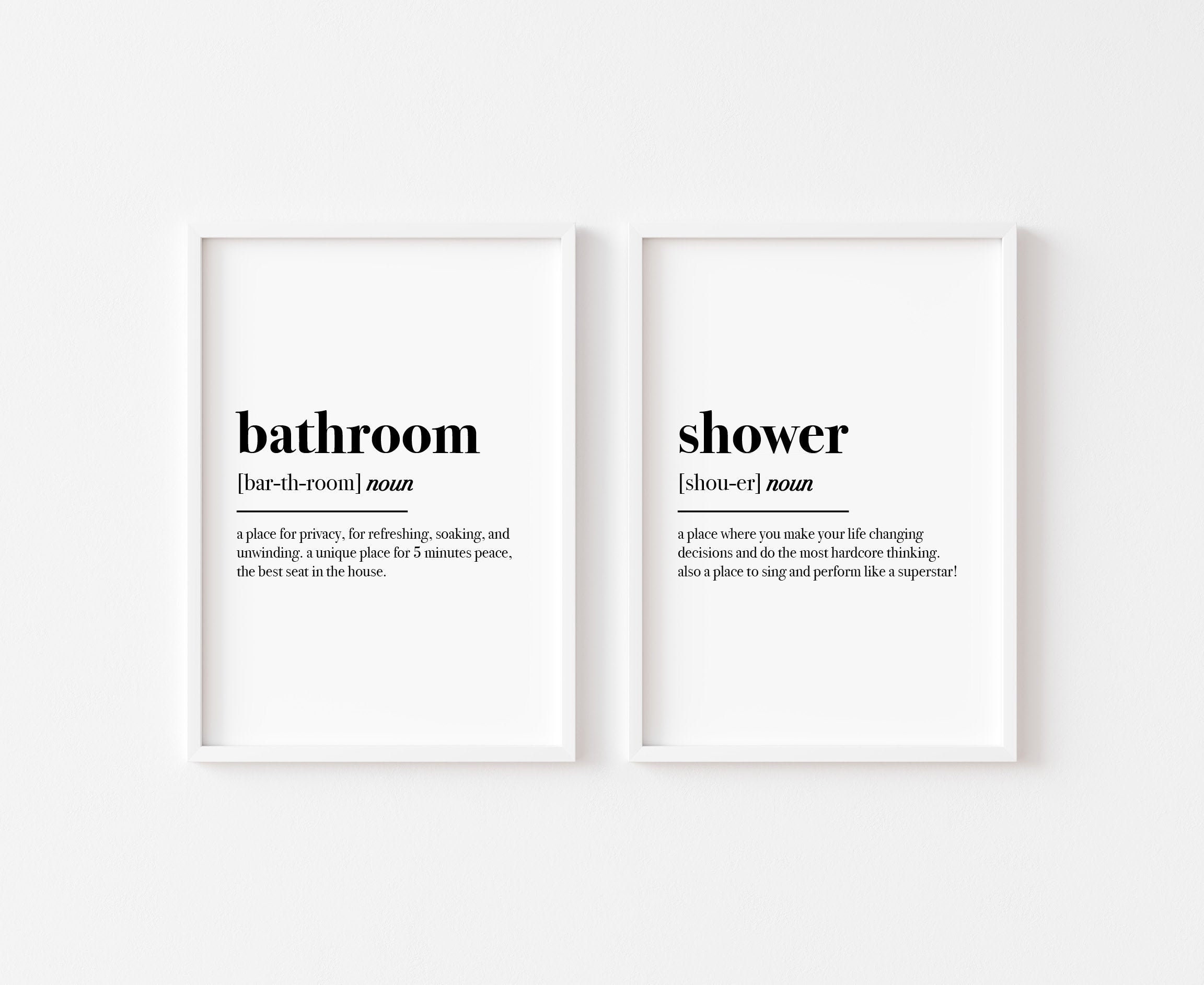 Bathroom Prints Set of 2 Bathroom Definition Shower Etsy UK