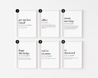 Office Definition Prints | Home Office Wall Art | Work From Home Decor | Funny Office Print | Office Decor | Home Prints | Per My Last Email