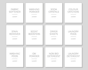 Laundry Labels | Waterproof Labels | Washing Labels | Storage Jar Organisation | Matt Vinyl Label | Pods Detergent Softener Scent Boosters