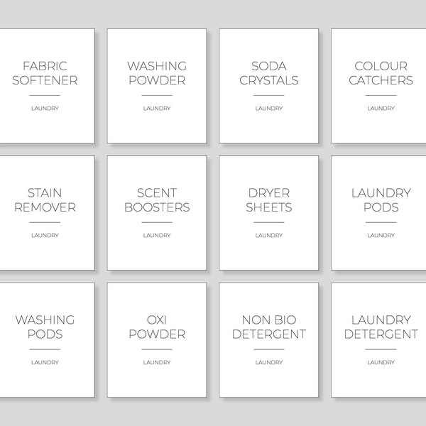 Laundry Labels | Waterproof Labels | Washing Labels | Storage Jar Organisation | Matt Vinyl Label | Pods Detergent Softener Scent Boosters