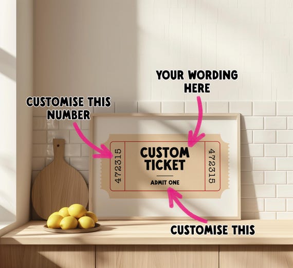 Custom Ticket Print | Retro Wall Art | Ticket Stub Poster | Vintage Print