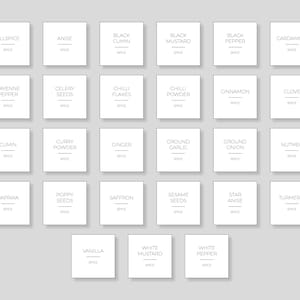 Spice Labels | Waterproof Labels | Kitchen Labels | Storage Jar Organisation | Custom Labels | Spice Rack Labels | Kitchen Storage