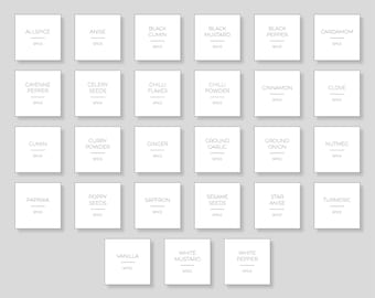 Etiquetas para especias / Etiquetas impermeables / Etiquetas para cocina / Organización de frascos de almacenamiento / Etiquetas personalizadas / Etiquetas para estantes de especias / Almacenamiento de cocina