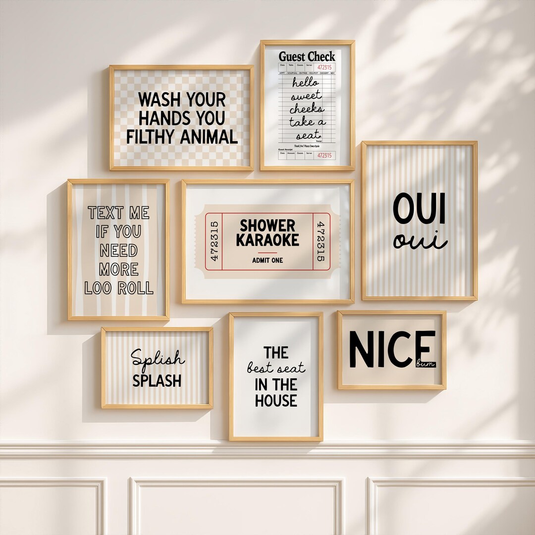 Bathroom Wall Art Bundle | Digital Download | Funny Bathroom Wall Art ...