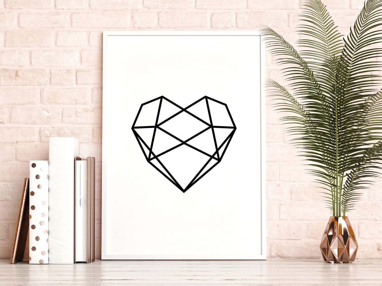 Geometric Heart Print Bedroom Prints | Bedroom Wall Art | Bedroom Decor ...