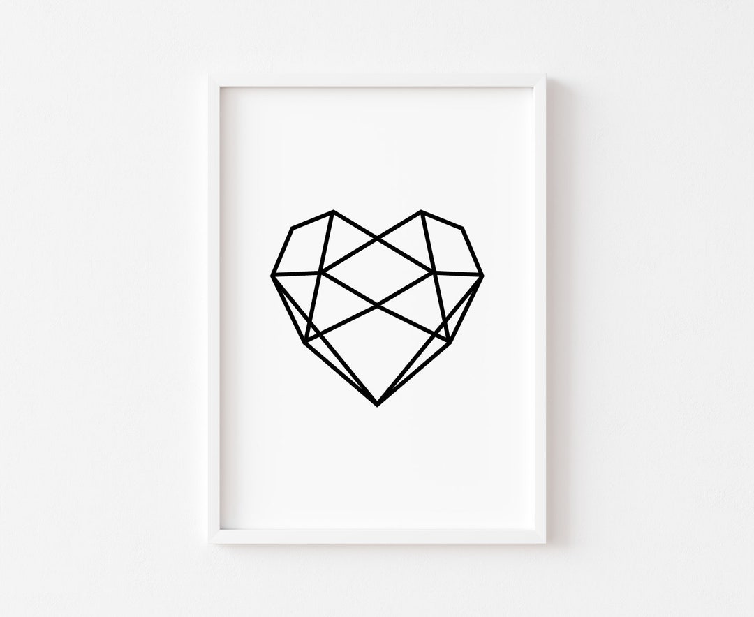 Geometric Heart Print Bedroom Prints | Bedroom Wall Art | Bedroom Decor ...