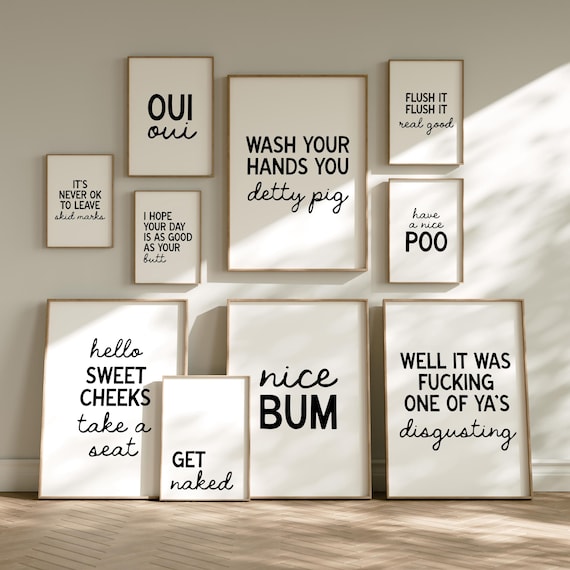 Bathroom Prints | Funny Toilet Wall Art | Humorous Bathroom Print | Funny Bathroom Sign | Bathroom Poster | Hello Sweet Cheeks