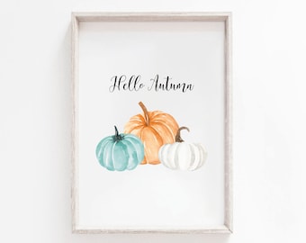 Autumn Prints | Hello Autumn Print | Autumn Decor | Halloween | Pumpkin Prints | Fall Prints Fall Decor | Bedroom Prints | Autumnal Vibes