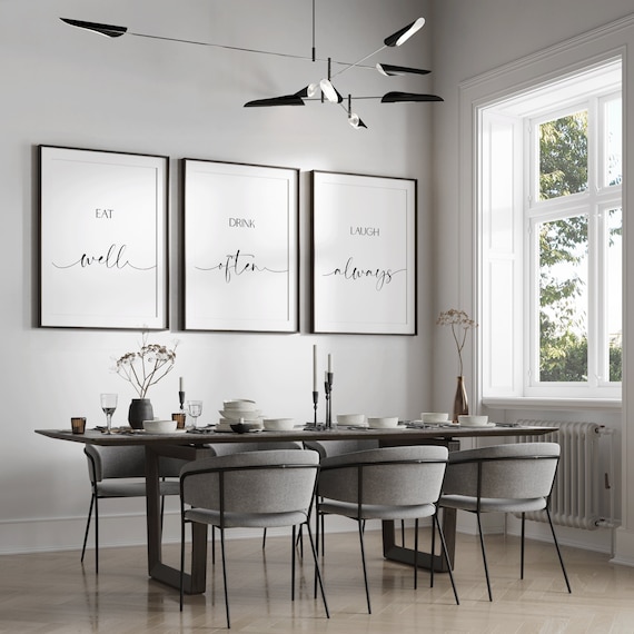 Dining Room Prints Set of 3 | Kitchen Wall Art | Family Prints | Home Decor | Home Prints Inspiration | Food Print | Dining Table Decor