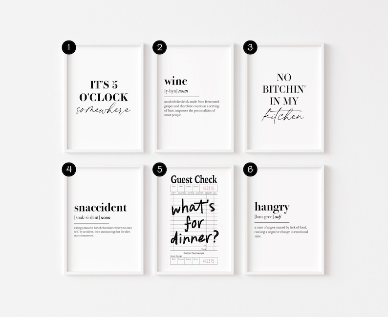 Kitchen Print | Kitchen Wall Art | Guest Check Poster | Coffee Print | Minimalist Print | Definition Prints image 1