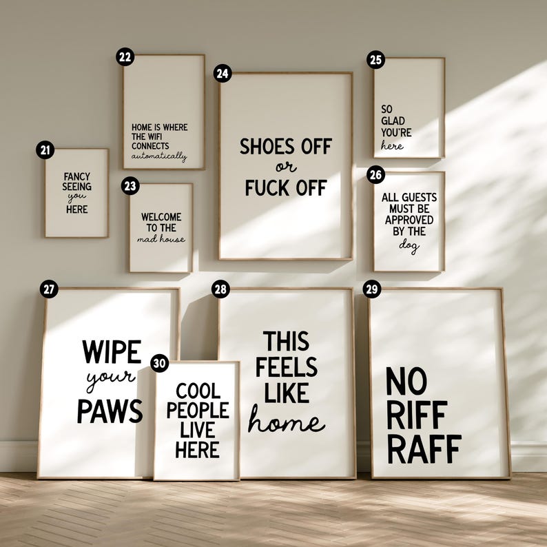 Ingang muurkunstafdruk | Gangdecoratie | Minimalistische typografieposter | Citaatafdruk entree | Neutrale entreeprint | Neutrale woondecoratie afbeelding 3