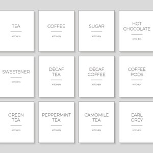 Etichette per bevande / Etichette impermeabili / Etichette da cucina / Organizzazione barattoli di stoccaggio / Etichetta in vinile opaco / Tè Caffè Cialde Zucchero Bevanda Tè Verde