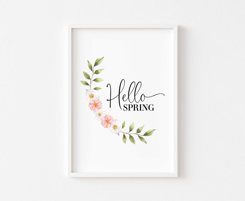 Hello Spring Printing Hello Spring Print at Home | Spring Decor | Flower Print | Floral ...