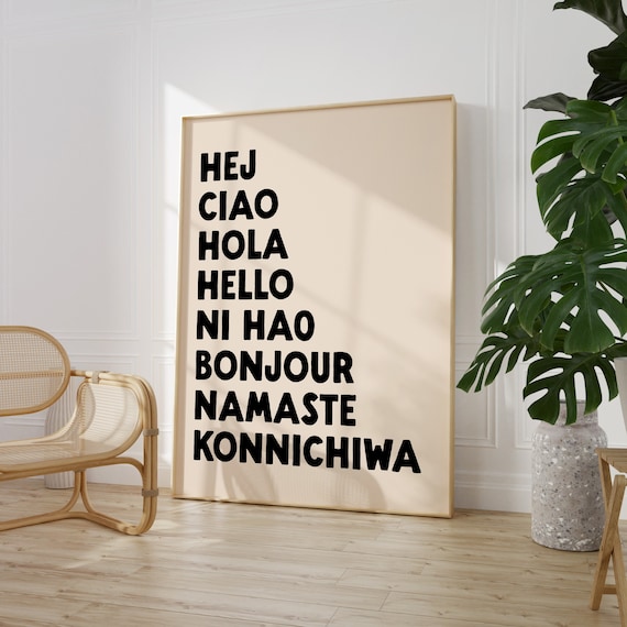 Hello Different Languages Print | Hallway Print | Entryway Decor | Home Wall Art | New Home Gift