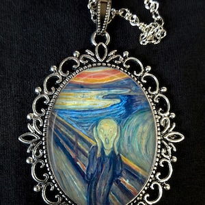 Edvard Munch The Scream Grote Antieke Zilveren Hanger Ketting Oorbellen Kunstenaar 1894
