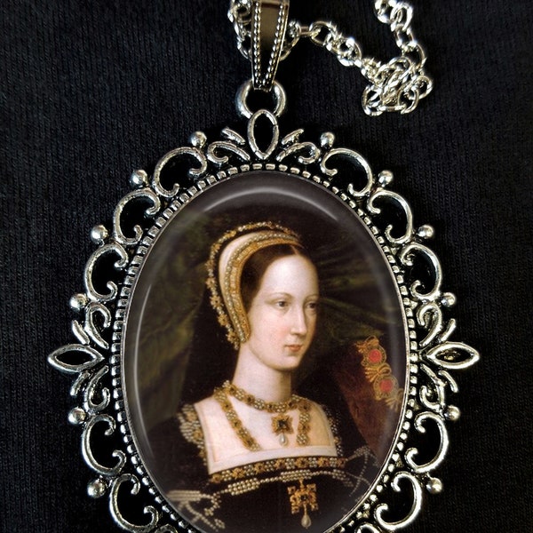Mary Tudor Queen of France Large Antique Silver Pendant Necklace Earrings Henry 7th Daughter Henry 8th Sister 16th Century Tudor Portrait