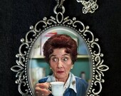 Dot Cotton Large Antique Silver Pendant Necklace Earrings TV Soap Star Eastenders Camp Kitsch Icon Actress June Brown