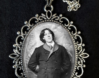 Oscar Wilde Large Antique Silver Pendant Necklace Earrings Brooch Cufflinks LGBTQ 19thC Victorian Author Morrissey