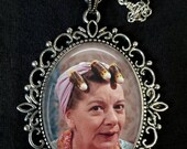 Coronation Street Hilda Ogden Antique Silver Pendant Necklace Earrings Camp Kitsch Soap