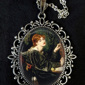 Rossetti Veronica Veronese 1872 Large Antique Silver Pendant Necklace Earrings Pre-Raphaelite Red Auburn Hair Roman Widow Sea Spell