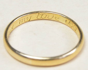 Antique 18th Century Posy Ring, Lovers Secret Message. 22ct Gold. Wedding Band