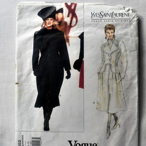 Patron de manteau de Yves Saint Laurent, Vogue 1652, taille française 38 (10)
