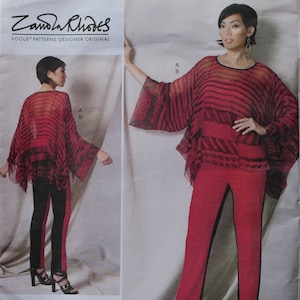 Tunic and pants Sewing Pattern, Vogue 1491, Designer Zandra Rhodes, size: XS-S-M