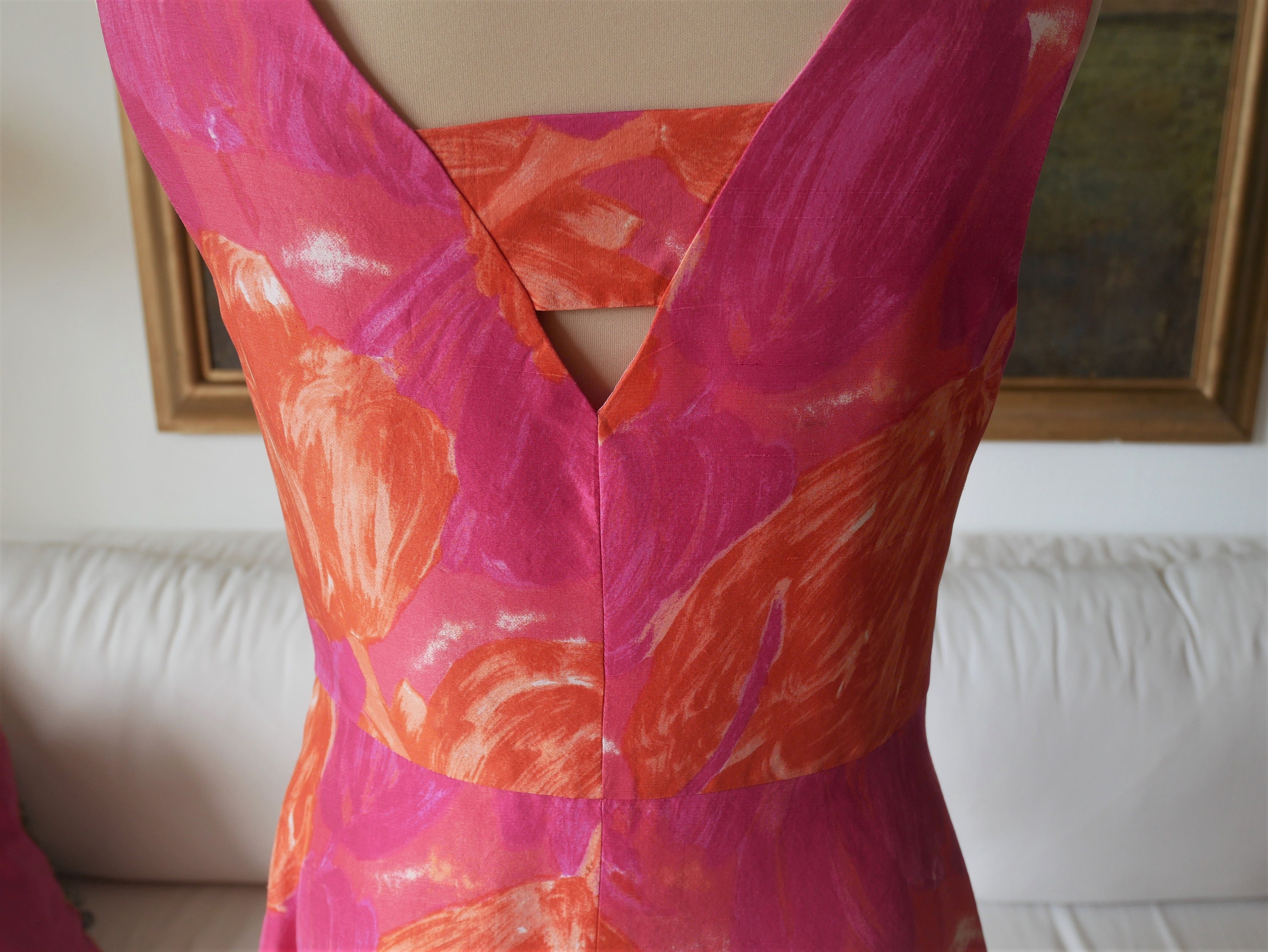 open lace back dress The Happy Scalloped Stripe Midi Dress in Hot Pink & Orange – Jules & James  Boutique