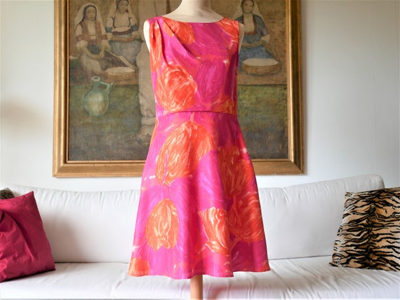pink and orange satin dress Pink/Orange Satin Floral One Shoulder Maxi Dress