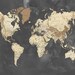 Dark Printable World Map Art, Yellow Map of the World Large Downloadable Print Wall Maps, Decor ...