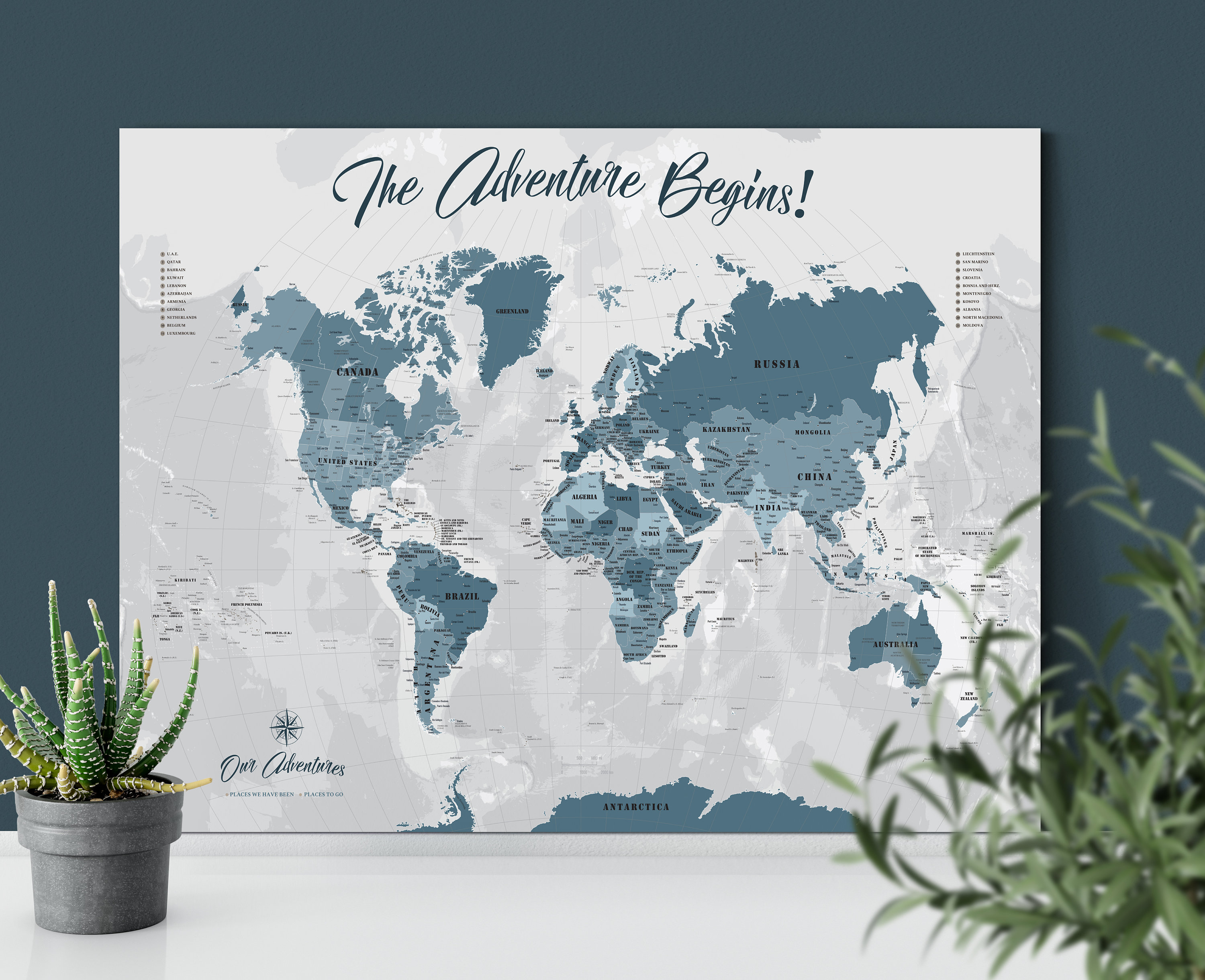 Printable World Map Art BLUE Map of the World Large Etsy Canada