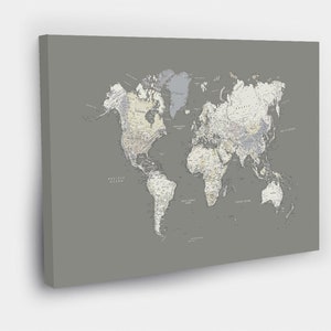 Grau druckbare Weltkarte Kunst, Kompass live, Karte der Welt große herunterladbare Druck Wohnheim Dekor Poster Digitale Karte Download