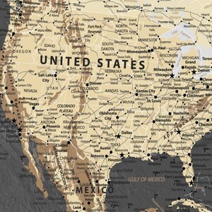 Dark Printable World Map Art, Yellow Map of the World Large Downloadable Print Wall Maps, Decor ...