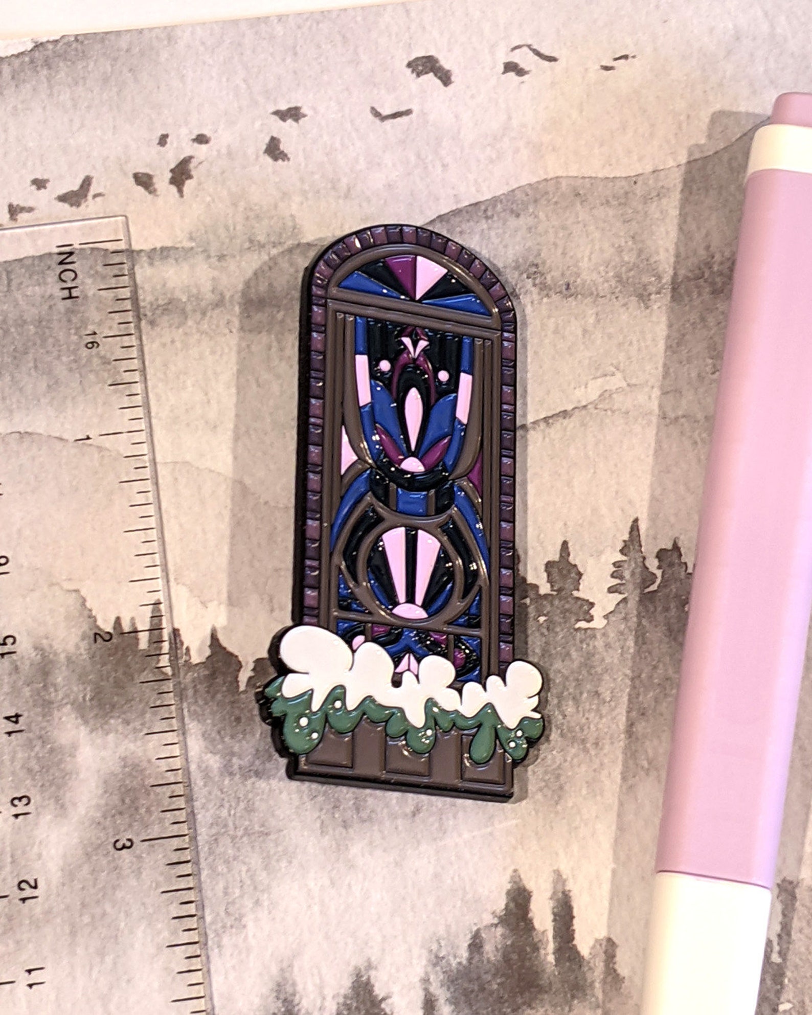 Stained Glass Window 5 Enamel Pin Cute Badge Brooch Etsy