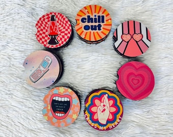 Set di 2 sottobicchieri in gomma per auto Y2K, simpatici sottobicchieri portabicchieri, accessori rosa per auto, decorazioni estetiche per auto, regalo per lei