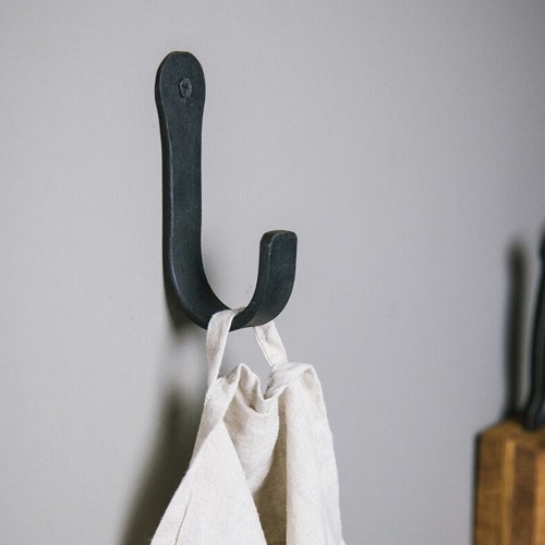 Minimalist Wrought Iron Coat Hook Industrial Style Black Etsy UK