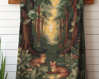 Manta tejida de algodón suave, decoración de bosque, regalo para amigos, amantes de la naturaleza, manta cómoda