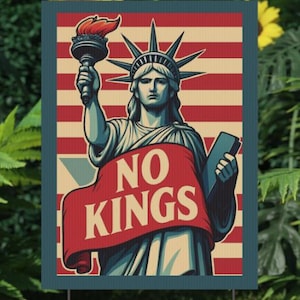 No Kings Yard Sign Political Lawn Sign Patriotic Garden Decor Outdoor Signage Protest Support